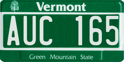 VT license plate AUC165