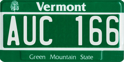 VT license plate AUC166