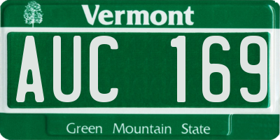 VT license plate AUC169