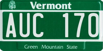VT license plate AUC170