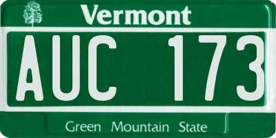 VT license plate AUC173