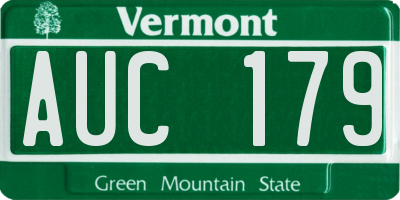 VT license plate AUC179