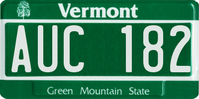 VT license plate AUC182