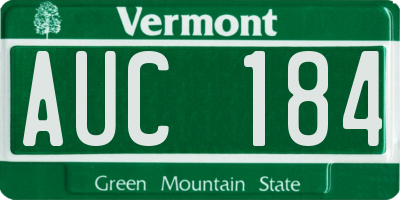 VT license plate AUC184