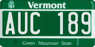 VT license plate AUC189