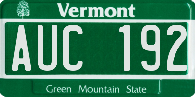 VT license plate AUC192