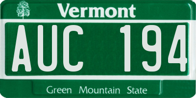 VT license plate AUC194