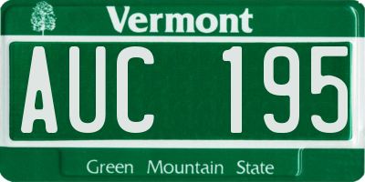 VT license plate AUC195