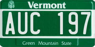 VT license plate AUC197