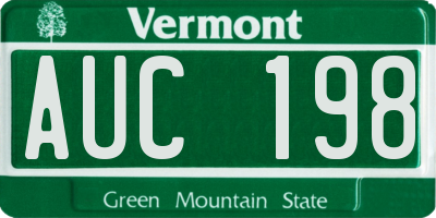 VT license plate AUC198