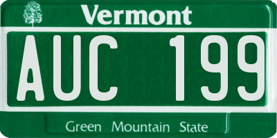 VT license plate AUC199