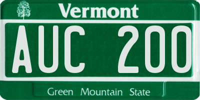 VT license plate AUC200