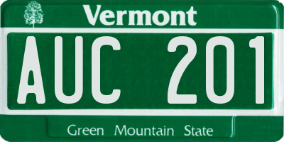VT license plate AUC201