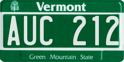VT license plate AUC212