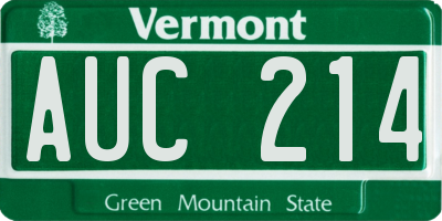 VT license plate AUC214