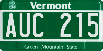 VT license plate AUC215