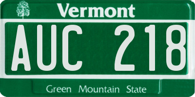 VT license plate AUC218
