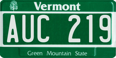 VT license plate AUC219