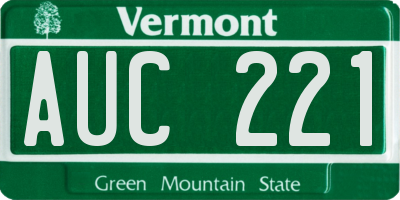 VT license plate AUC221