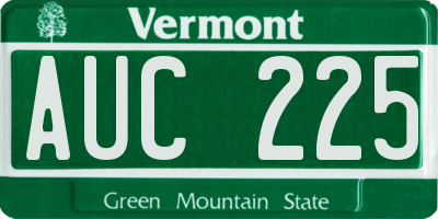 VT license plate AUC225