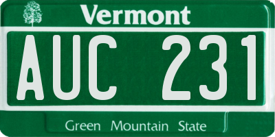 VT license plate AUC231