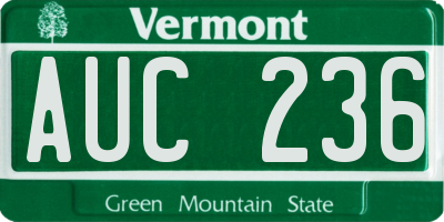 VT license plate AUC236