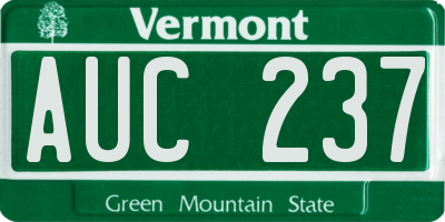 VT license plate AUC237
