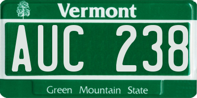 VT license plate AUC238