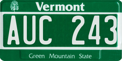 VT license plate AUC243