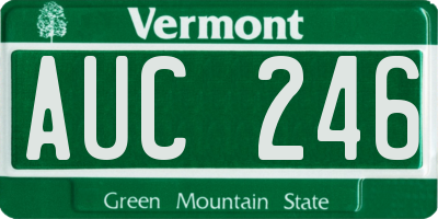 VT license plate AUC246