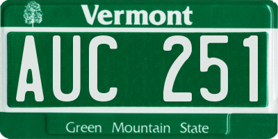 VT license plate AUC251