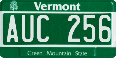 VT license plate AUC256