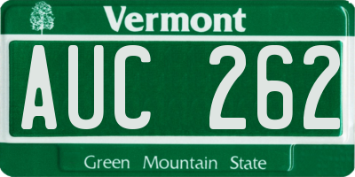 VT license plate AUC262