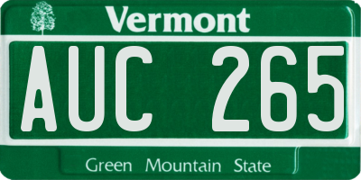 VT license plate AUC265