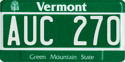 VT license plate AUC270