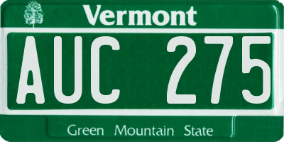 VT license plate AUC275