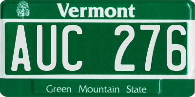 VT license plate AUC276