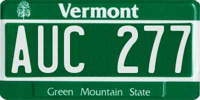 VT license plate AUC277
