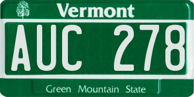 VT license plate AUC278