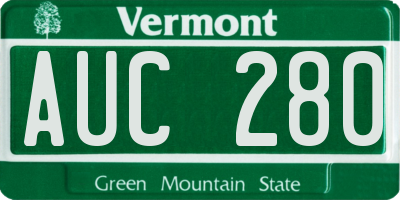 VT license plate AUC280