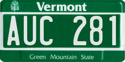 VT license plate AUC281