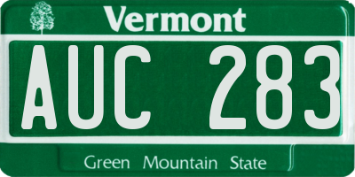VT license plate AUC283