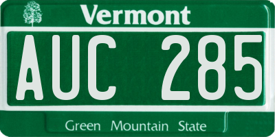 VT license plate AUC285