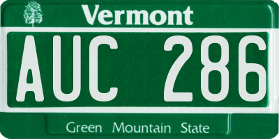 VT license plate AUC286