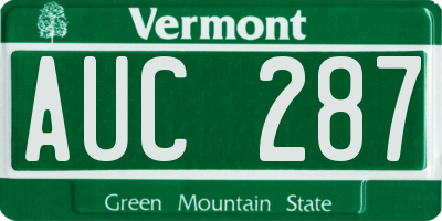 VT license plate AUC287