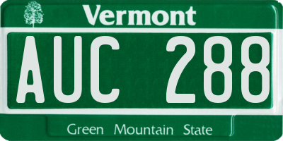 VT license plate AUC288