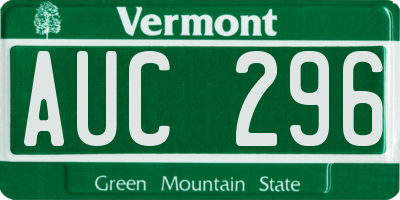 VT license plate AUC296