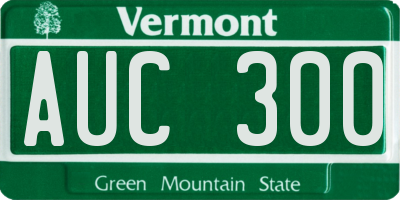 VT license plate AUC300
