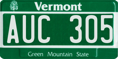 VT license plate AUC305