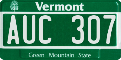VT license plate AUC307